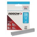 Arrow Fastener Heavy Duty Staples, T50, 18 ga, Flat Crown, 17/32 in Leg L, Steel, 1250 PK 50CT24